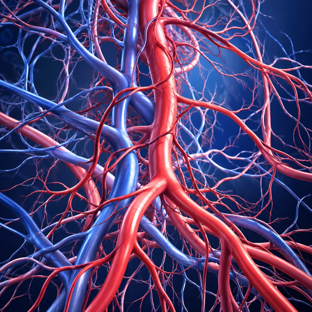 Illustrazione anatomica di arterie e vene ramificate